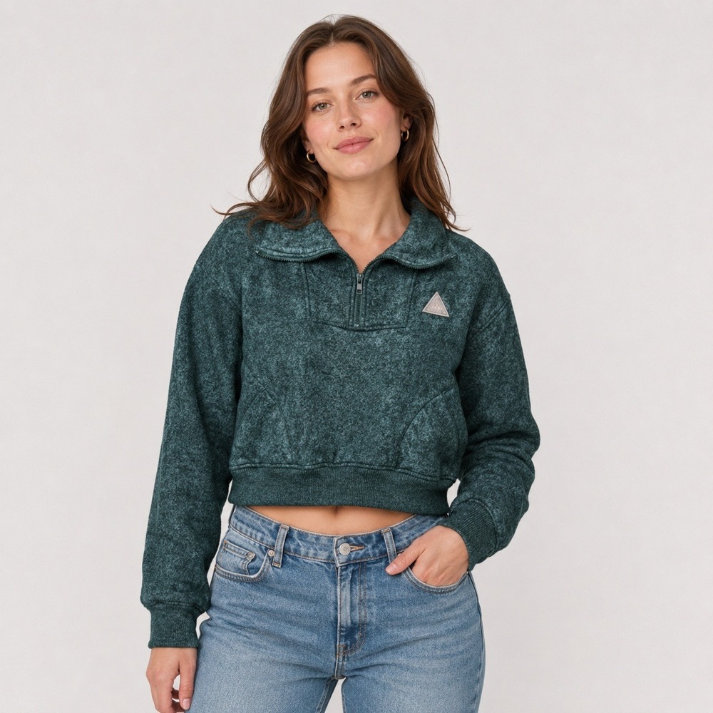 Pacific Trail Vintage Quarter Zip‎ Fleece Pullover Cropped Jacket Gorp Granola